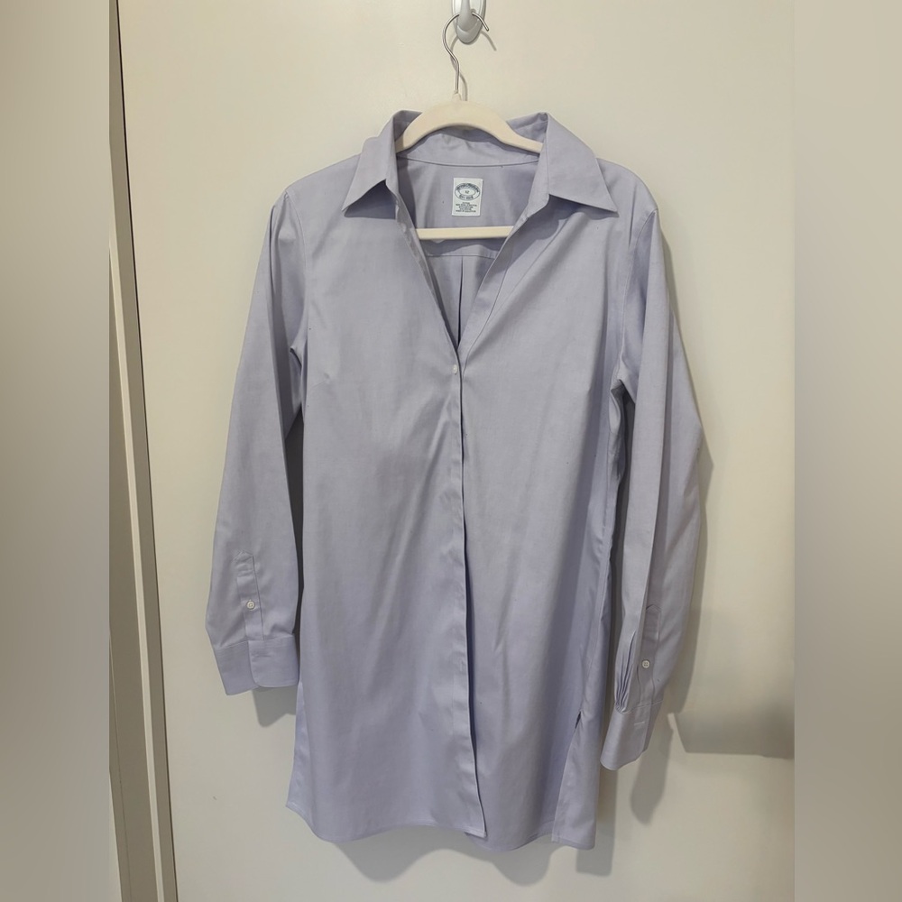 Women’s Brooks Brothers Lavender Tunic Button Up Cotton NonIron Top Shirt 12 - Picture 2 of 15